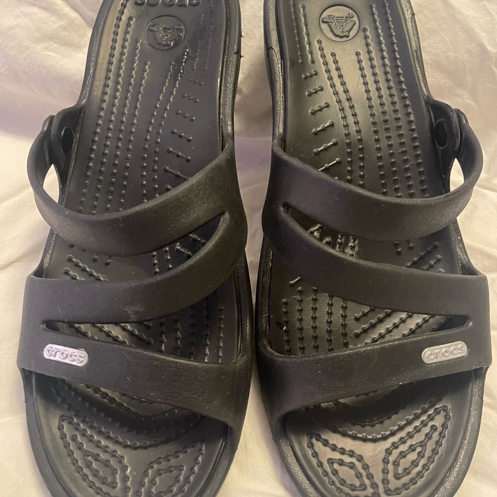 Crocs Black Slide Sandals Size 10